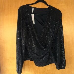 Last Tango Black Sequin Blouse